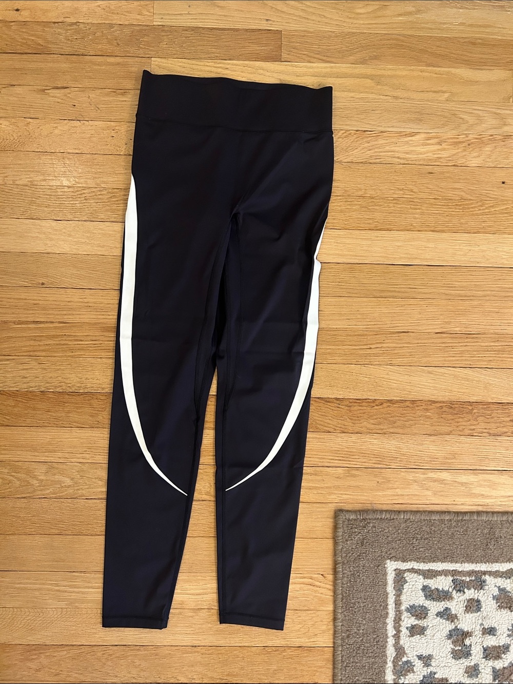 Women's Black Leggings with White Side Stripe